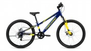 Велосипед 24' хардтейл, рама алюминий FORWARD RISE 24 2.0 disc синий/желтый, 7 ск., 11' RBKW91647009